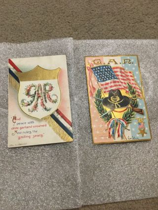 2 Post Cards Civil War Theme Early G.  A.  R.  - Early 1900 
