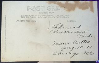 2 LADIES in HUGE PAPER MOON,  Photo Post Card 1910 SISTERS TWINNING,  1910 CHICAGO 2