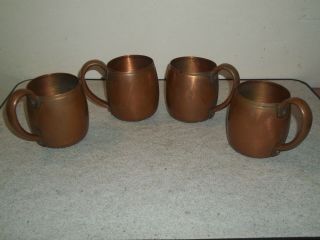 Vintage Set Of 4 West Bend Aluminum Co.  Solid Copper Moscow Mule Mugs 1950/60 