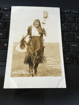 Antique Photo Postcard Rppc Mildred Douglas,  Champion Cowgirl Bronco Buster