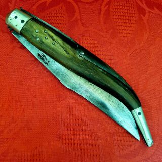Knife Navaja Spanish 19th Antique Albacete horn Couteau Ancien poche 34 cm open 5