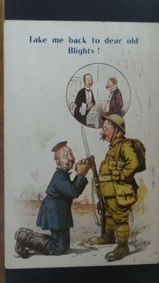 Ww1 Bamforth Comic Postcard: German & British Soldiers Theme