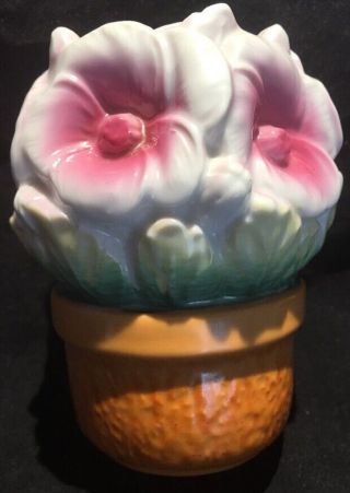 Vintage I.  W.  Rice & Co Irice Japan Ceramic Perfume Lamp Burner Flowers In Pot