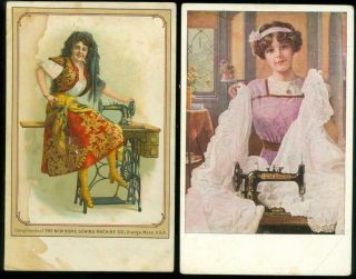 2 Postcards - Sewing Machine Advertising