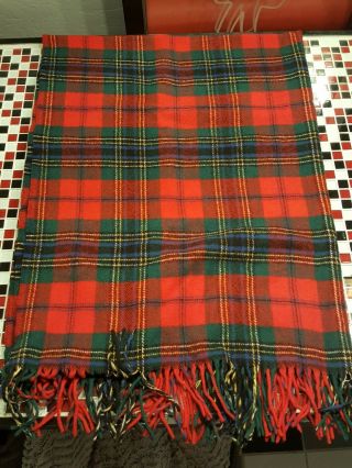 Vtg Pendleton Red Plaid Wool Blanket With Bag Robe In A Bag