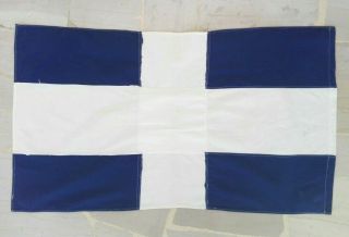 Vintage Greek Flag - Cross - Handmade Cotton Flag - Greece
