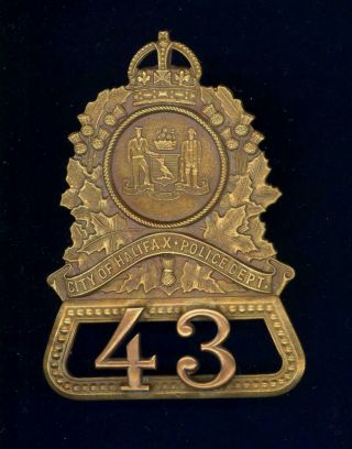 Obsolete - Halifax Police Department Numbered Cap Badge C.  1930 - 1953 King 