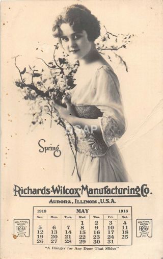 C72/ Aurora Illinois Rppc Postcard? Richards - Wilcox Manufacturing 1918 Woman 2