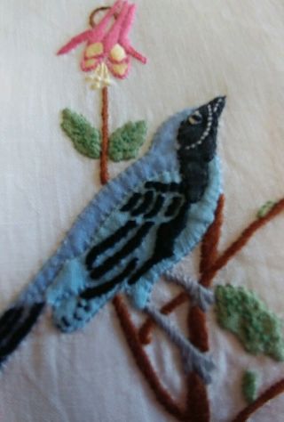 Vintage Madeira Embroidered Blue Bird On Branch Guest Towel Napkin 18 " ×13 " (15)