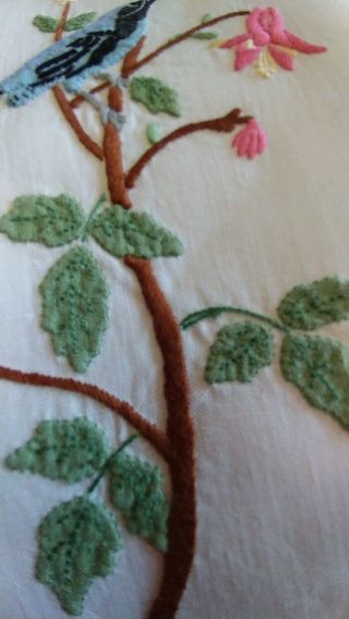 Vintage MADEIRA Embroidered Blue Bird on Branch Guest Towel Napkin 18 