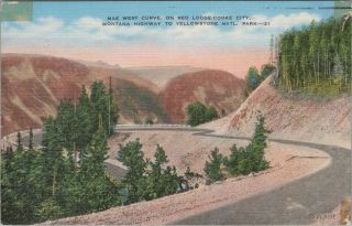 (m775) Vintage Color Postcard,  Mae West Curve Onway To Yellowstone National Park