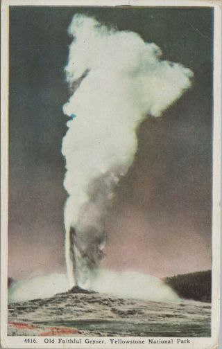 (m777) Vintage Color Postcard,  Old Faithful Geyser,  Yellowstone National Park