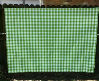 Bright Green Picnic Plaid Rectangle 64 " X46 " Cotton Tablecloth
