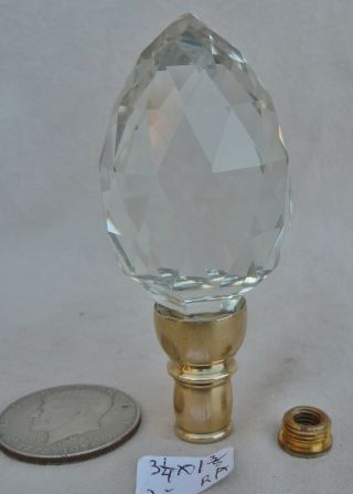 Lamp Finial Cut Crystal Glass Really 3 1/4 " H X 1 3/8 " D (per Each)