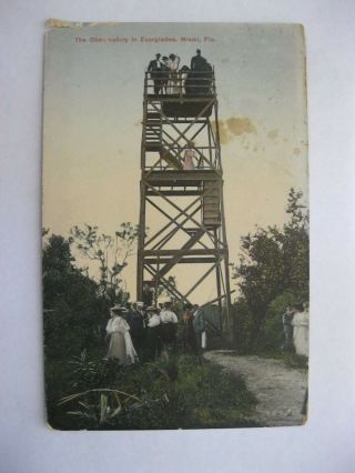 Vintage Postcard Rare 1916 Observatory Everglades Miami Fl Florida Real Photo 35