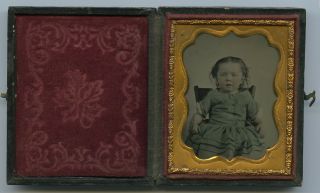 Full Case Ninth Plate Tinted Colored Ambrotype Little Girl Early Mat Preserver