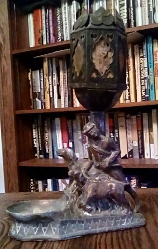 1920’s Cast Metal Fox Hunting Lamp - And Ashtray