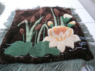 Collectible Vintage Slip Covers For Throw Pillows (Pair) Brown Cattails 1930 ' s 5