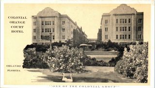 Vintage Florida Postcard Colonial Orange Court Hotel Orlando Fl Swans Fireproof