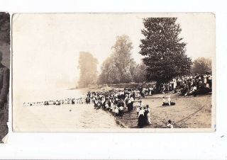 Old Real Photo Postcard Portland Oregon Apostolic Faith Baptizing 1914