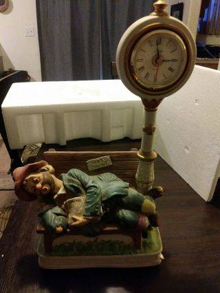 Melody In Motion Handmade And Painted Porcelain Hobo Clown Clock Moves And Sings