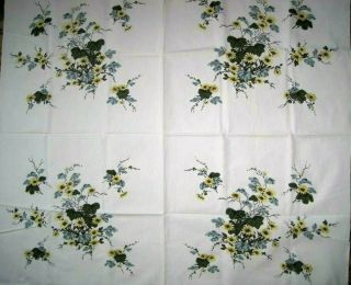 Vintage Wilendur Brightly Colored Floral Print Tablecloth 46 By 40”