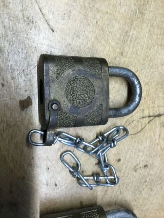 3 Vintage Yale & Towne Pin Tumbler Padlocks Keyed Alike With 1 Key 2