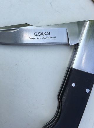 G.  SAKAI LOCKBACK FOLDING KNIFE DESIGNED BY MASAO TAKAHASHI BLACK LINEN MICARTA 6