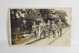 Antique 1924 Greek Postcard Photo Of Soldier Officers In Camp War Photo Ww1?