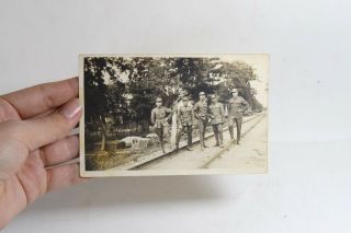 Antique 1924 Greek Postcard Photo of Soldier Officers in camp War Photo WW1? 6