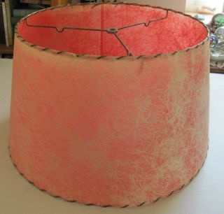 Vtg Mcm Fiberglass Pink Laced Lamp Shade 15 - 18 " Diameter 10 - 1/2 " Tall Retro
