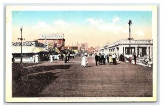 Vintage Postcard Boardwalk From Georgia Ave Atlantic City Jersey F9