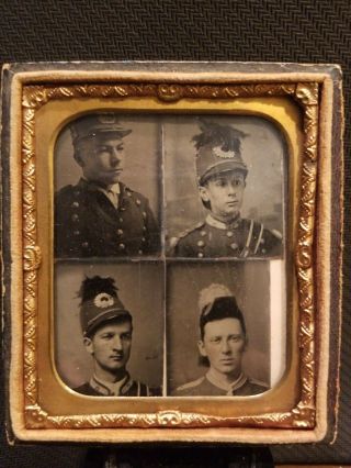 Civil War Era Military Academy Cadets Or Band Tintype Photos.  Teens In Uniform.