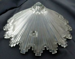 Vintage Art Deco Clear Glass Ceiling Light Fixture Lamp Shade 3 Hole Chain 9 In