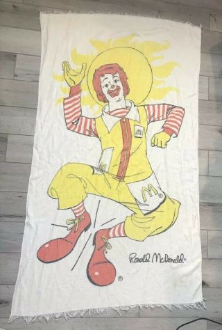 Vintage Ronald Mcdonald Beach Towel Cannon Cotton Blend Made In Usa 53”x31”