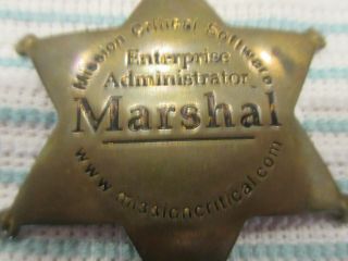 Vintage Marshal Badge Mission Critical Software Enterprise Administrator 2