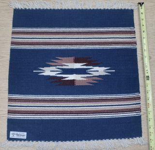 Vintage Chimayo Ortega’s Southwest Pattern Wool Rug Teal - Brown 19x21