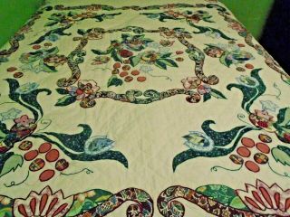 Vintage Handmade Applique Floral Finished Quilt - 67 " X 83 " Full / Queen