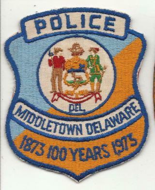 Middletown Delaware De Police Patch Old Centennial 100 Years