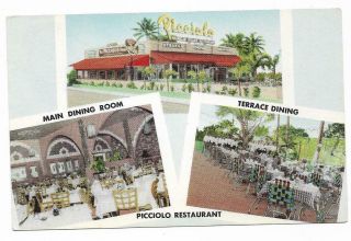 Vintage Florida Chrome Postcard Miami Beach Picciolo Restaurant Collins Views