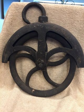 Antique Vintage Heavy Cast Iron Barn Well Water Hand Pulley Wheel Steampunk