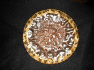 Jan Barboglio Hammered Metal Plate Small Tray Candle Holder 7 "
