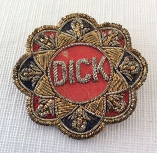 Unusual Vintage Dick Pinback Button Pin Richard Ike Gay Interest Tracy Stitched