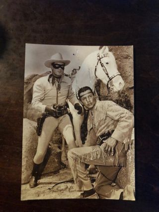 The Lone Ranger Tv Show Postcard Clayton Moore Jay Silverheels Tonto Trigger