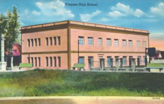 Vieques High School Puerto Rico 1955 Postcard