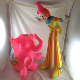Ringling Bros Barnum Bailey Circus Inflatable Clown Elephant Toys Souvenirs 1985