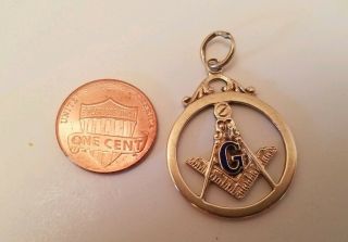Antique 10k Gold Masonic Freemason Watch Fob With Enamel 4.  1 Grams