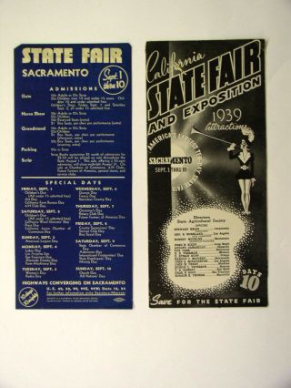1939 California State Fair & Exposition Fold Out Brochure/program & Flyer