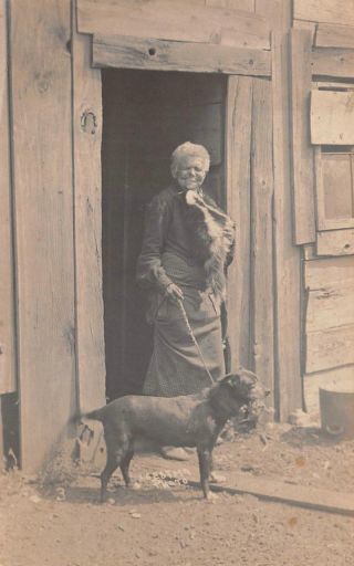 Rppc Woman With Dog Black Americana Real Photo Postcard (c.  1910)