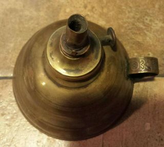 Antique Brass Whale Oil Finger Lamp Patent 1863 Civil War Era 19th Century